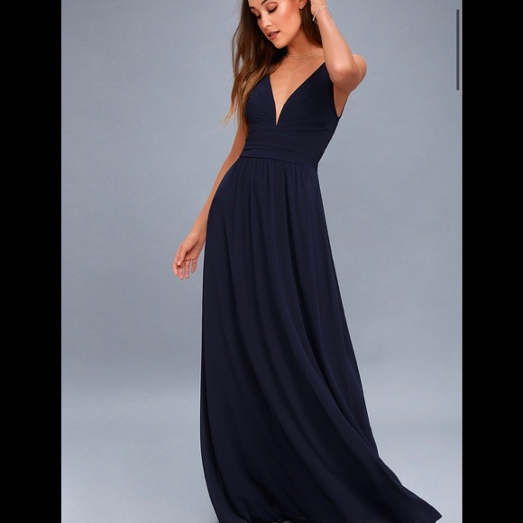 Lulus Dresses & Skirts - Lulus Navy blue maxi dress Size M